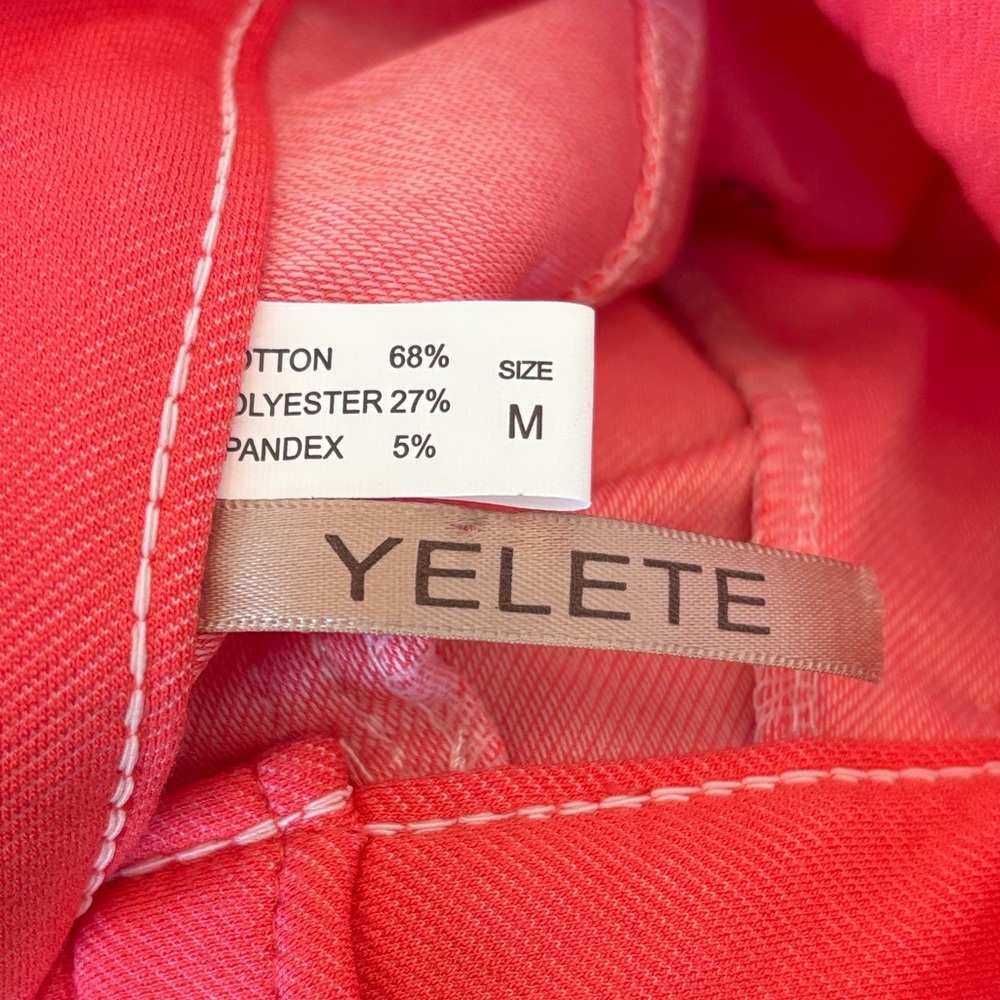 NEW Yelete Leg Wear Coral Pink Jeggings Sz M Pull On Stretch Rhinestones Barbie - Picture 5 of 7